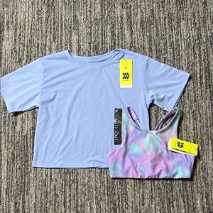 All In Motion Blue Crop Top and Tie-Dye Sports Bra Set Size S (6/7)